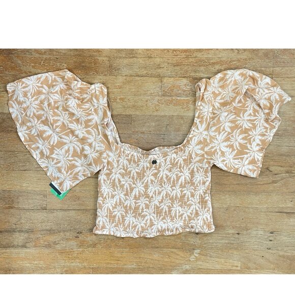 Rip Curl Outfit Set Size XL NEW Crop Top Mini Skirt Smocked Stretch Palm Tree - Picture 7 of 10